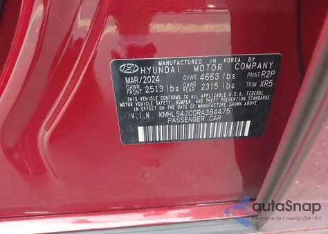 2024 Hyundai Sonata N Line z USA, uszkodzony, nr VIN KMHL54JC0RA384475